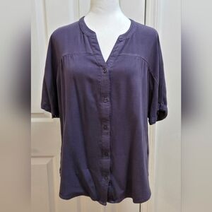 Market & Spruce Womens Button Down Top, Slate Blue, Size L